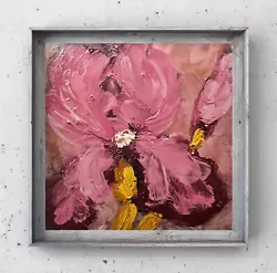 Buy Impressionist Iris Flower Oil Painting 4” Pink Iris Miniature Floral Wall Art • 20.90£