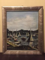 Buy Sailing Boats On Lake Amarican Impressionist Style Oil Board Signed Jlse Maule • 99£