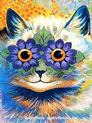 Buy Cat With Daisy Flower Eyes 8.5x11  Photo Print Louis Wain Feline Animal Painting • 7.72£