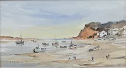 Buy Watercolour  Seaside With Boats Signed (illegible) • 87£