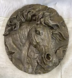 Buy Large Wall Mounted Horses Stallion Head Sculpture Bust 100% Real Bronze Figure • 182.44£