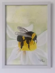 Buy Pollinating - Watercolour Bee Painting In A White A3 Frame • 15£