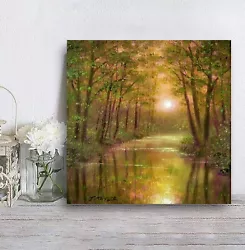 Buy Reflections Of Gold - Woodland Forest Oil Painting - By J TAYLOR • 140£