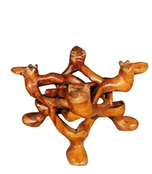 Buy Vintage Hand Carving Wood Abstract Тangle Figurine Stand • 35£