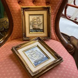 Buy Pair Original Oil Painting Miniatures Ships Sailing Boats Ocean Signed Gardon • 175£
