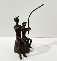 Buy Rare Bronze Sculpture 9” Father Son Fishing N- • 11.44£