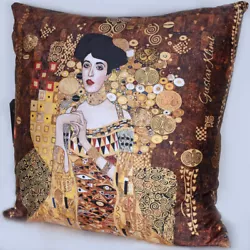Buy Art Nouveau Pillow Klimt Golden Adele Sofa Cushion 50x50 Cm Decorative Pillow With Filling • 25.54£
