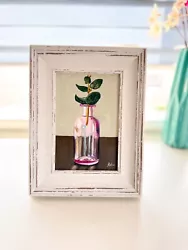 Buy Bottle Oil Painting-FRAMED Realism Flower Vase Original Still Life Fine Art Sale • 60£