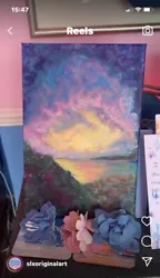 Buy Original Fluffy Cloud Pink Sky 20x30 Cm Beautiful Sky Pink Sunset Painting Art • 25£