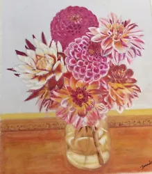 Buy Flowers Dahlia  8x10 Inch Print From An Original Pastel Painting. Signed. • 4.99£