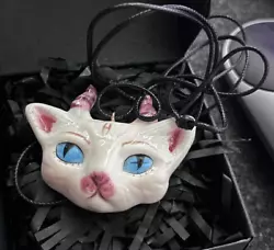 Buy Handcrafted Ceramic Cat Horn Figurine, Handmade Necklace • 12.99£