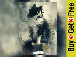 Buy Majestic Impressionist Acrylic Cat Painting Print 5 X7  On Matte Paper • 4.49£