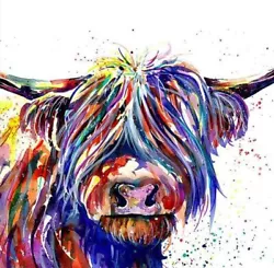 Buy HKLIOPU DIY Paint By Numbers For Adults Beginner-Colorful Highland Cow Anima • 9.78£