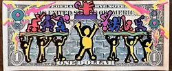 Buy Original Dollar Bill Art Signed & 1/1 By Cakes Keith Haring DJ Homage • 12.81£