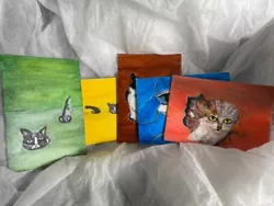 Buy Colourful Cat Paintings -   5 Pcs (Set) • 60£