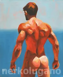 Buy Original Hand Painted Artwork Oil Painting Gay Man Male Nude • 137.81£