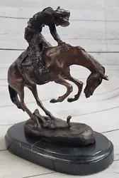 Buy 100% Bronze Statue Figure Remington Bronze Cowboy W/Horse Sculpture Rattlesnakes • 121.91£