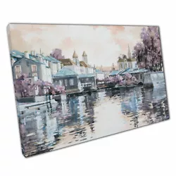 Buy Beautiful European City Calm Water Impressionism Painting Style Print Canvas • 19.18£