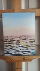 Buy Original Signed Acrylic Painting On Canvas With Coa  Sunset Sea Scape  • 13.99£
