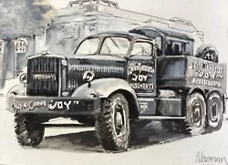 Buy Original Watercolour Painting Diamond T Fairground Truck Signed Newman  • 25£