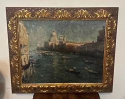 Buy Antique Signed Oil On Canvas Landscape Seascape Painting, Venice Library • 746.88£