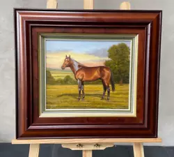 Buy Vintage Oil Painting Thoroughbred Horse By Listed Artist Barry Davis • 250£