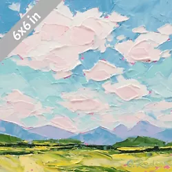 Buy Small Landscape Oil Painting Original Abstract Palette Knife Cloud Painting 6x6 • 40.44£