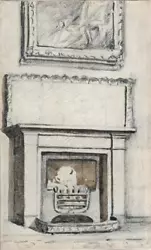 Buy FIREPLACE STUDY Small Antique Watercolour Painting - 19TH CENTURY • 60£