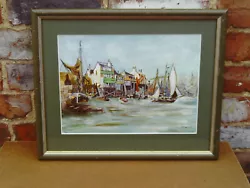 Buy Vintage 1990s Framed Acrylic Painting Of Harbour & The Prospect Of Whitby London • 28£
