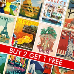 Buy VINTAGE TRAVEL POSTERS - Classic Prints - A4 A3 A2 - Home Wall Art Decor • 3.49£