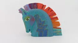 Buy Laurel Burch Horse Head Art Sculpture 1999 Modern Statue Rainbow Gold 7  High • 73.51£