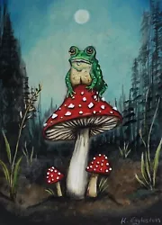 Buy Original Painting. Frog On Mushroom. Enchanted Forest  Full Moon.K Eggleston • 19.99£