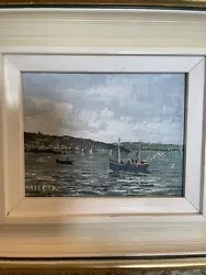 Buy Nigel Hallard 1936 - 2020 Miniature Oil Painting Framed Cornwall Fishing Boats • 16£