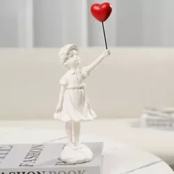 Buy Banksy Inspired Sculpture Girl With Red Heart Balloon Home Decor • 22.99£