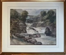 Buy Large Antique Watercolour Painting Landscape Of Waterfall By David Cox Jr Framed • 200£