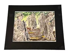 Buy Mark Leary Military Art Watercolour Abstract Painting Of A Foot Patrol • 25£
