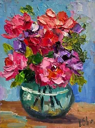Buy Blooming Flowers Peonies Wildflower Painting Original Oil Impression Signed Art • 36.69£
