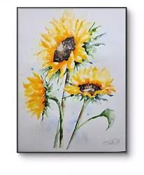 Buy Original Signed Large Watercolour Art New Painting Of Sunflowers By Elle Smith • 45£