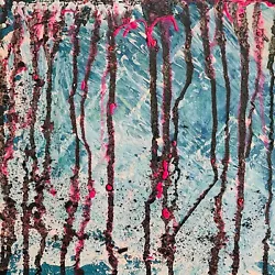 Buy Original Glowing Blue &pink Abstract Painting On Canvas Panel For Modern Space • 369£