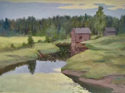 Buy Original Painting Landscape Decor Art Mountain River Nature Artwork View Village • 142.90£