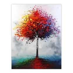 Buy Lone Rainbow Tree Painting Autumnal Colourful Wall Art Poster Print • 11.99£