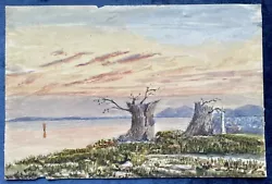 Buy Antique Landscape Watercolour - Coastal Scene With Trees, George Chance C.1880 • 8£