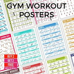 Buy GYM WORKOUT POSTERS Exercises Dumbbell Barbell ETC. Training Posters A5-A3 • 3.99£
