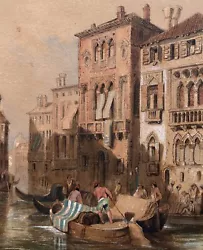 Buy Manner Of Samuel Prout Original Antique Watercolour Painting Venice Gondoliers • 143£