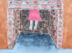 Buy ACEO Original Watercolor Painting Girl In Fireplace By Addison • 8.24£