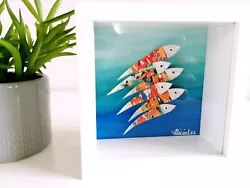 Buy Beautiful Framed Coastal Fish Original Painting, Cute Gift, Seaside, 3d Art • 22.50£