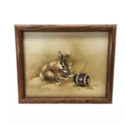Buy Peggy Harris Rabbit Oil Painting Signed Oak Frame Easter 1982 Sugar And Spice • 40.84£