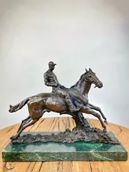 Buy Bronze Statue On Marble Base Of Horse And Jockey Sculpture  • 295£