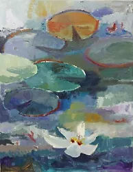 Buy Original Painting Of Water Lilies - Contemporary Art - Monet Influence, Unframed • 45£