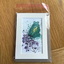 Buy ORIGINAL Watercolour Card. Painting Gift. Mounted WATERCOLOUR Butterfly, Flower • 6.80£